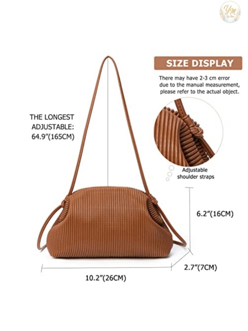 Soft Cloud Clutch Purse Women Vegan Leather Crossbody Bag with Strap - Picture 3 of 6